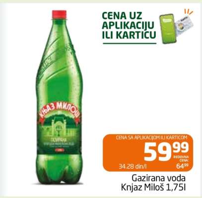 Gazirana voda Knjaz Miloš 1,75l