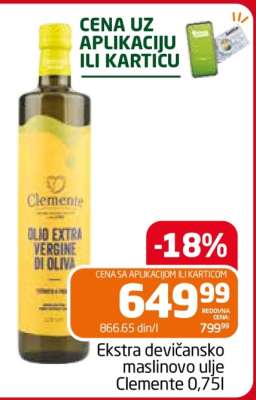 Ekstra devičansko maslinovo ulje Clemente 0,75l