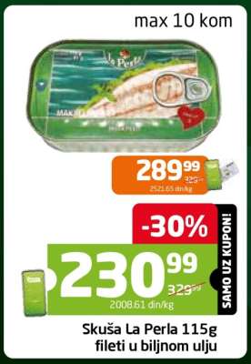 Skuša La Perla 115g fileti u biljnom ulju