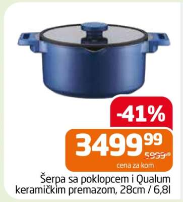Šerpa sa poklopcem i Qualum keramičkim premazom, 28cm / 6,8l