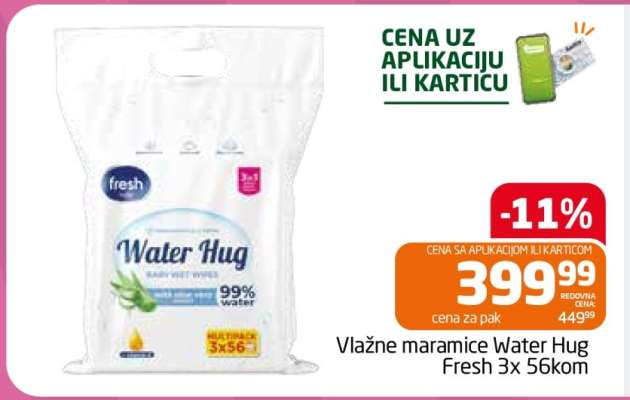 Vlažne maramice Water Hug Fresh 3x56kom