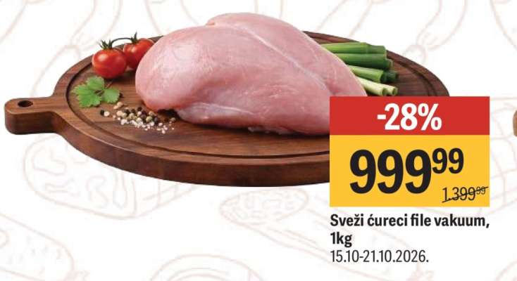 Svěží ćureći file vakuum, 1kg