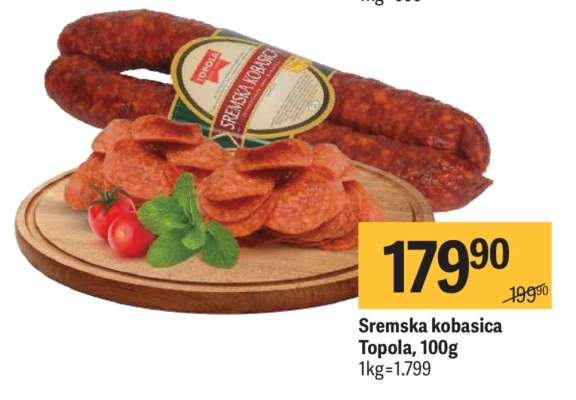 Sremska kobasica Topola 100g