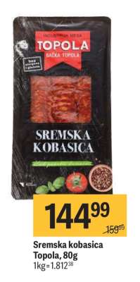 Sremska kobasica Topola, 80g