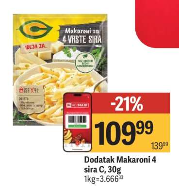 Dodatak Makaroni 4 sira C, 30g