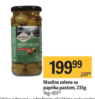 Masline zelene sa paprika pastom, 235g