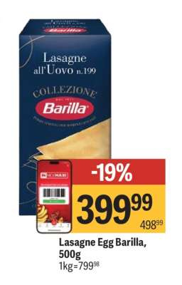 Lasagne Egg Barilla, 500g