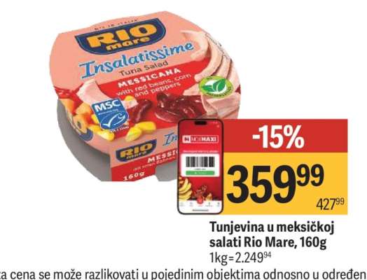 Tunjevina u meksičkoj salati Rio Mare, 160g