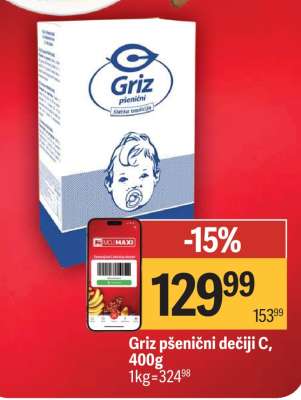 Griz pšenični dečiji Č, 400g