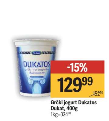 Grčki jogurt Dukatos Dukat 400g