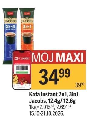 Kafa instant 2u1, 3in1 Jacobs, 12.4g/12.6g