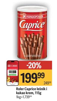 Roler Caprice lešnik i kakao krem, 115g