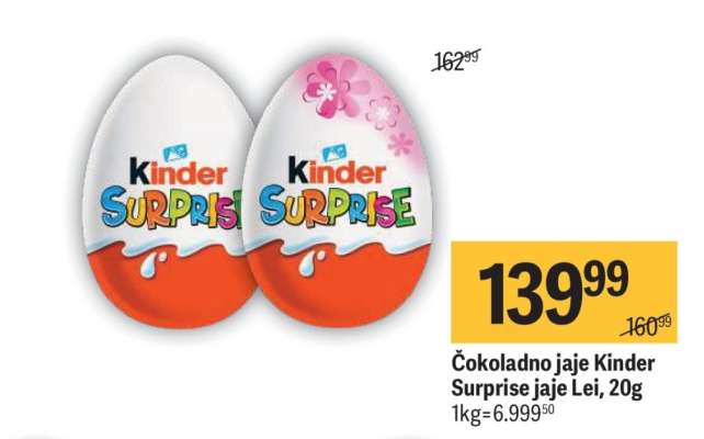 Čokoladno jaje Kinder Surprise jaje Lei, 20g