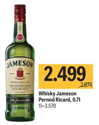 Whisky Jameson Pernod Ricard, 0,7l