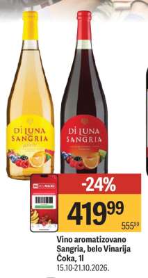 Vino aromatizovano Sangria, belo Vinarija Čoka, 1l