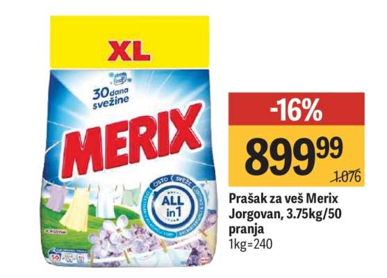 Prašak za veš Merix Jorgovan, 3.75kg/50 pranja