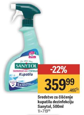 Sredstvo za čišćenje kupatila dezinfekciju Sanytol, 500ml