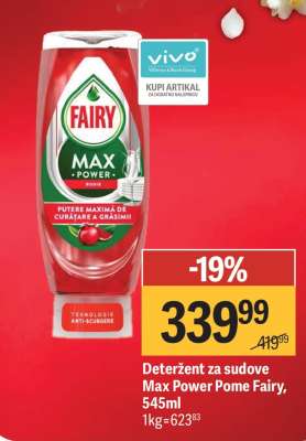Deteržent za sudove Max Power Pome Fairy, 545ml
