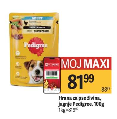Hrana za pse živina, jagnje Pedigree, 100g