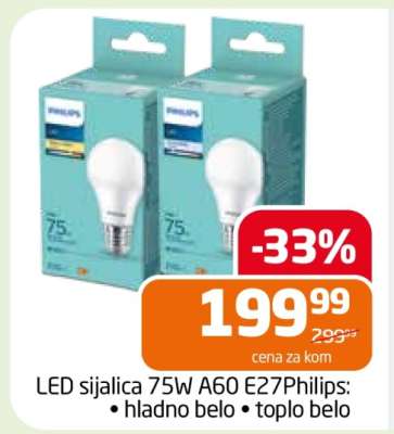 LED sijalica 75W A60 E27 Philips