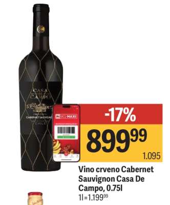Vino crveno Cabernet Sauvignon Casa De Campo, 0.75l