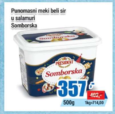 Punomasni meki beli sir u salamuri Somborska