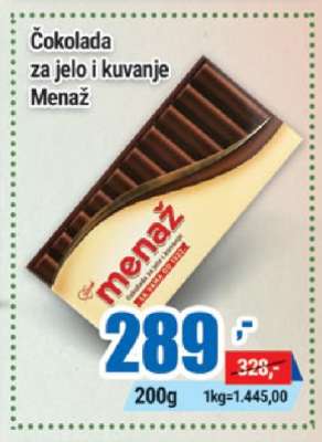 Čokolada za jelo i kuvanje Menaž