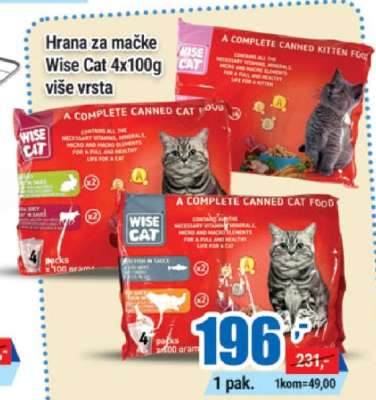 Hrana za mačke Wise Cat 4x100g