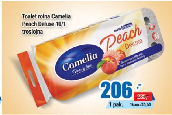 Toalet rolna Camelia Peach Deluxe 10/1 troslojna