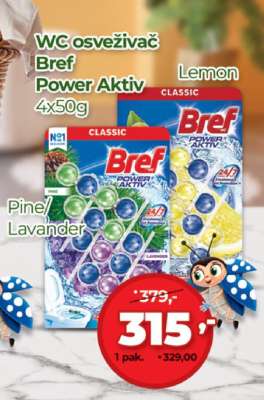 WC osvěživač Bref Power Aktiv 4x50g