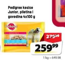 Pedigree kesice Junior, piletina i govedina 4x100 g