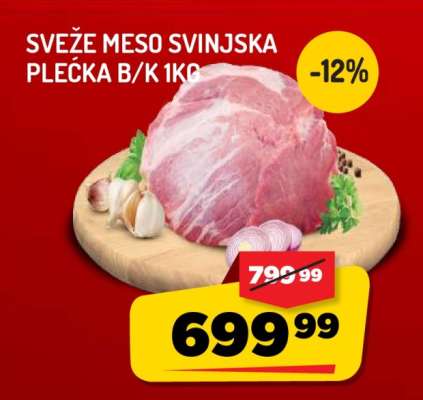 SVEŽE MESO SVINJSKA PLEĆKA B/K 1kg