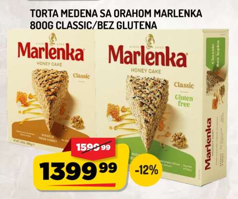 Torta medena sa orahom Marlenka 800g Classic/bez glutena