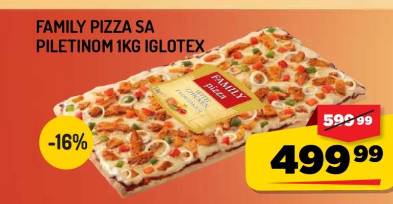 FAMILY PIZZA SA PILETINOM 1kg IGLOTEX