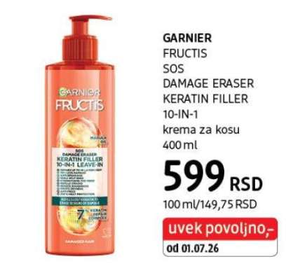 GARNIER FRUCTIS SOS DAMAGE ERASER KERATIN FILLER 10-IN-1