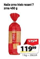 Naše zrno hleb rezani 7 zrna 450 g