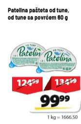 Patelina pašteta od tune, od tune sa povrćem 60 g