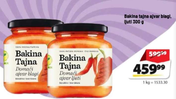Bakina tajna ajvar blagi, ljuti 300 g