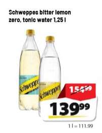 Schweppes bitter lemon zero, tonic water 1,25 l