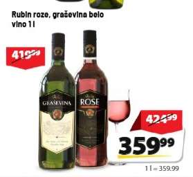Rubin roze, graševina belo vino 1l