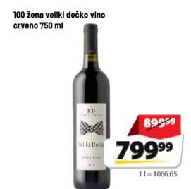 100 žena veliki dečko vino crveno 750 ml