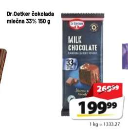 Dr.Oetker čokolada mléčná 33% 150 g