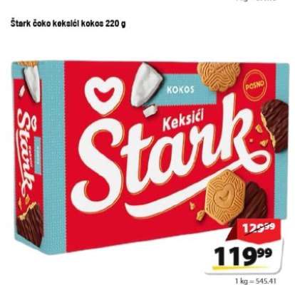 Štark čoko keksíći kokos 220 g