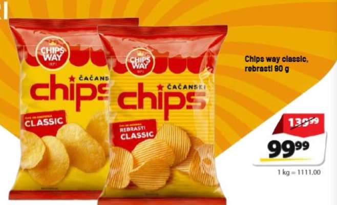 Chips way classic, rebrasti 90 g