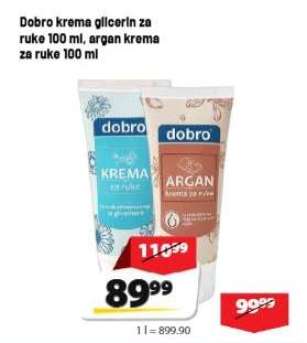 Dobro krema glicerin za ruke 100 ml, argan krema za ruke 100 ml
