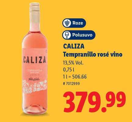 CALIZA Tempranillo rosé víno