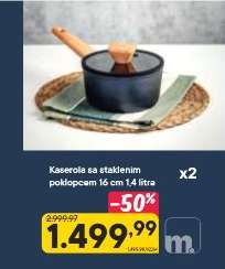 Kaserola sa staklenim poklopcem 16 cm 1.4 litra