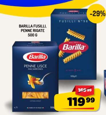 Barilla Fusilli, Penne Rigate