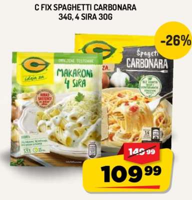 C Fix Spaghetti Carbonara 34g, 4 Sira 30g
