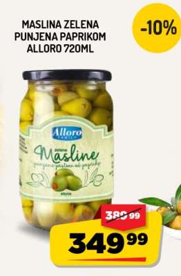 MASLINA ZELENA PUNJENA PAPRIKOM ALLORO 720ml